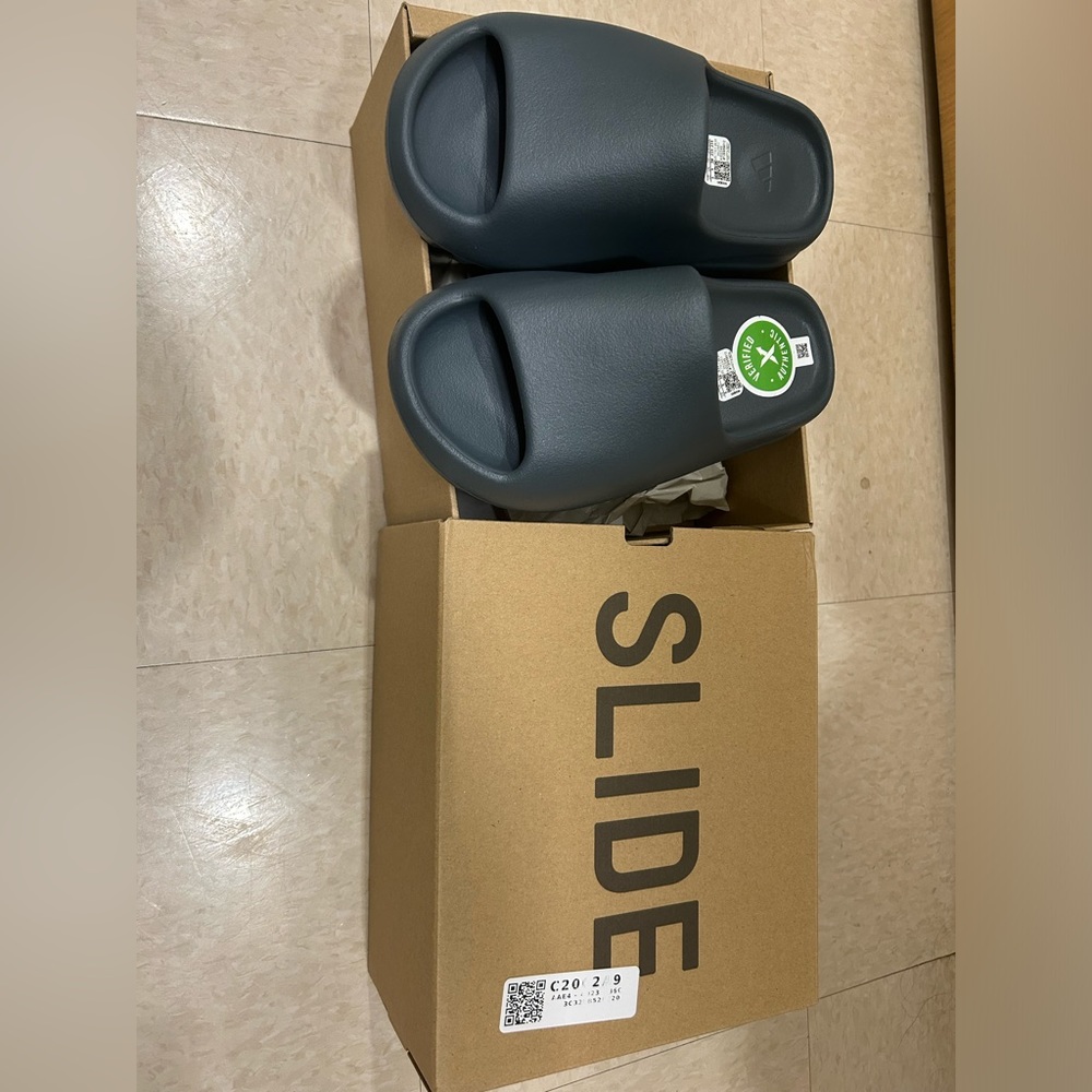 Yeezys slate marine slides